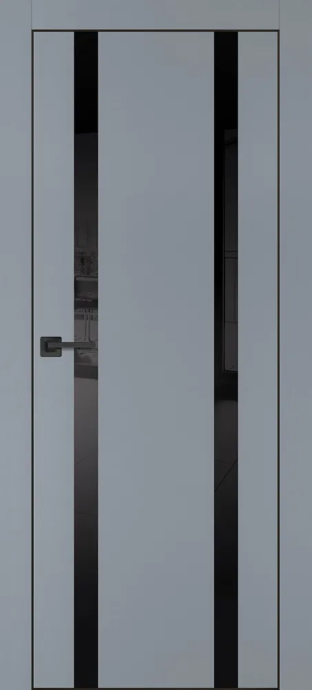 Фото Межкомнатная дверь PX-9  черная кромка с 4-х ст. Серый матовый